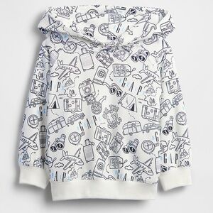 New GAP Beis White Travel Jetset Print Hoodie for Kids VintageSoft Unisex